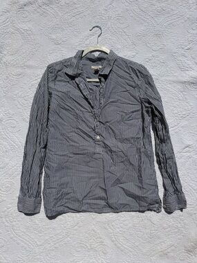 J.Crew women’s Striped Button-Up Shirt Jacket - Blue & White